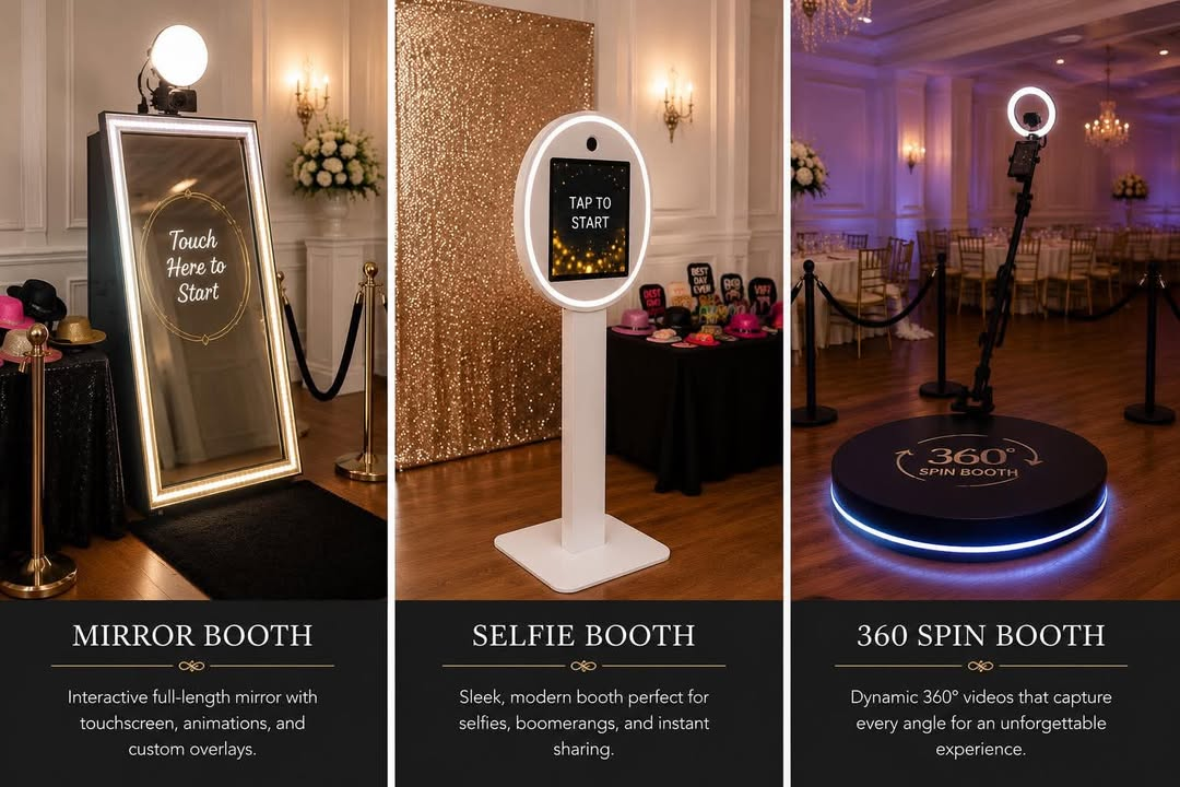 Mirror Booth, Selfie Booth and 360 Spin Booth lineup